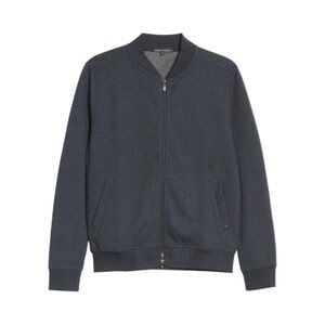Robert Barakett Niverville Bomber Jacket Navy Blue Zip Up Cardigan Sweater Mens
